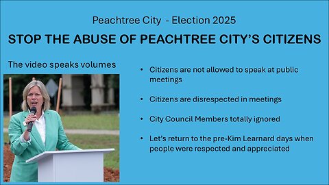 Stop the abuse of Peactree City,Georgia citizens,Mayor Learnard's Disrespectful Responses to Public