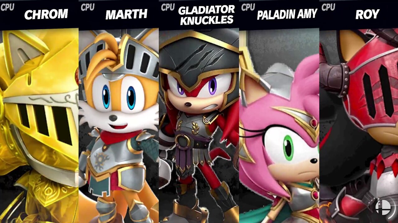Excalibur Sonic vs Valiant Tails vs Gladiator Knuckles vs Paladin Amy vs Sir Lancelot Shadow