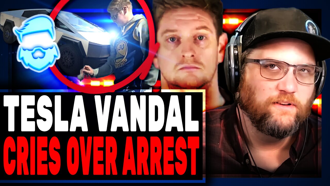 Tesla Vandal CRIES When ARRESTED Now Faces 3 Years In Prison! Another Lunatic RAMS Tesla Off Road!