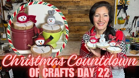 DIY Wooden Snowmen from Wood Cookies | Easy Rustic Christmas Countdown of Crafts Day 22