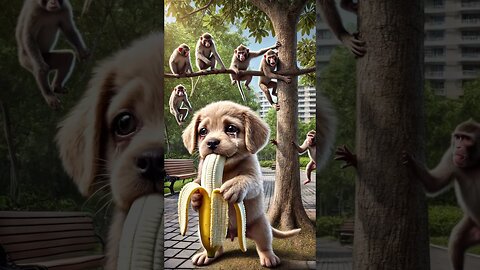 Poor Dog Chased By Evil Monkeys!