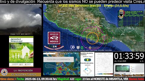 SISMO Magnitud 4.0 Loc 25 km al SUR de OMETEPEC, GRO 13/06/25 13:33:29 #noameritoalerta