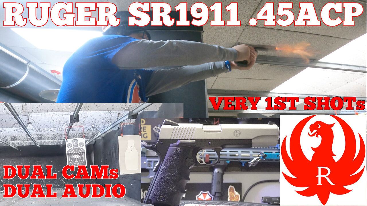 RUGER SR1911 45ACP + HOGUE RED LASER GRIPs : 1ST SHOTS AT A RANGE : MODEL# 6792 : NEW CARRY/CONCEAL?
