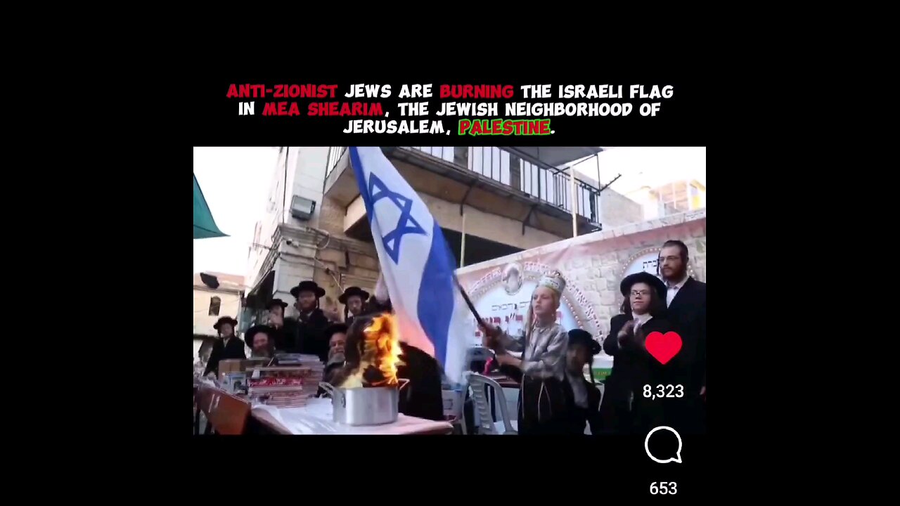 anti zionist jews burning israel flag in Palestine