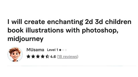 I will create enchanting 2d 3d children book illustrations with photoshop, midjourney