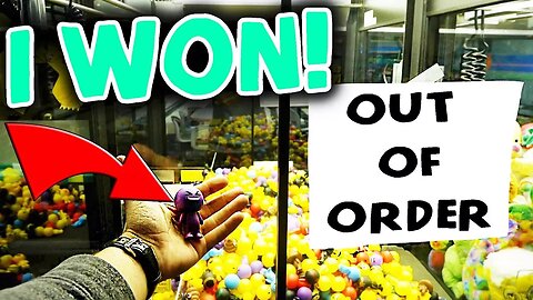 WON FROM A OUT OF ORDER CLAW MACHINE?!