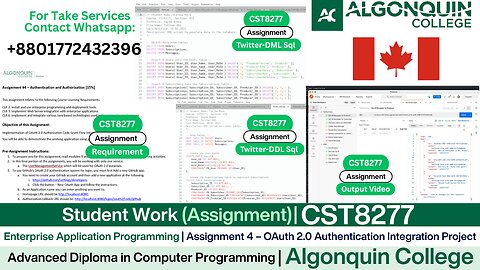 Student Work (𝐀𝐬𝐬𝐢𝐠𝐧𝐦𝐞𝐧𝐭 𝟒) | 𝐂𝐒𝐓𝟖𝟐𝟕𝟕 OAuth 2.0 GitHub Login Integration | Algonquin College