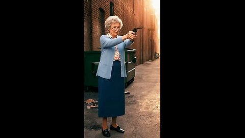 Old lady with a gun and having a shootout funny