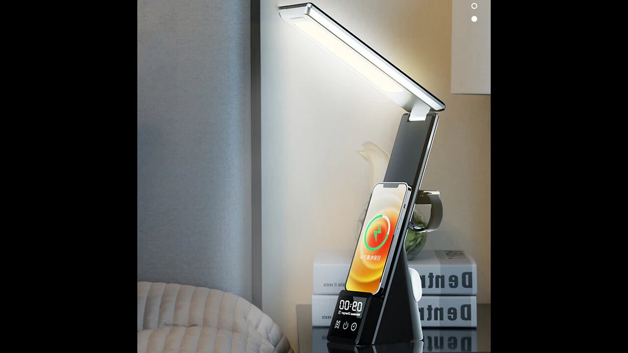 Multifunctional LED Desk Lamp with Wireless Charger & 3 Light Colors, for Phone, Airpods & iWatch