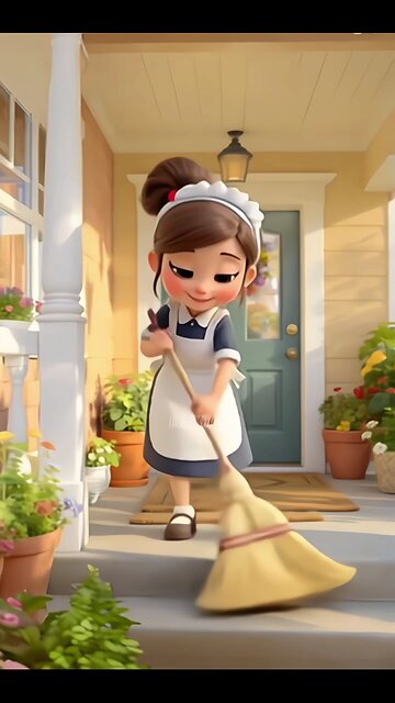 The front porch is the last part to be swept