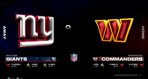 Ep2 Giants Franchise: vs Washington: Dart goes OFF!