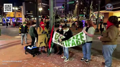 Downtown pro Palestine black bloc protest.