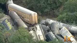 Train with at least 35 cars carrying hazardous materials derails in Texas