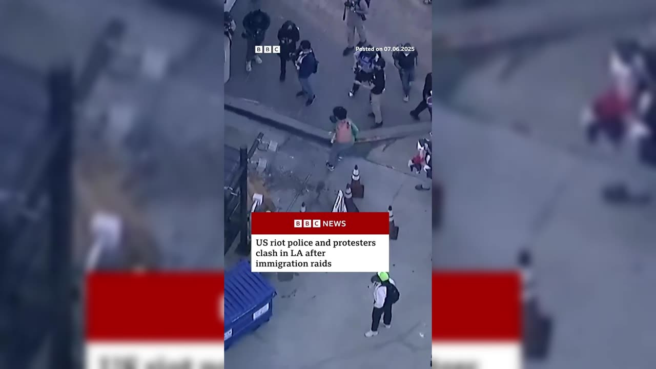 Riot police and protesters clash after Los Angeles immigration raids. #US #BBCNews