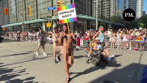 “Degenerates walking around completely nude at a degenerate parade in Toronto. “