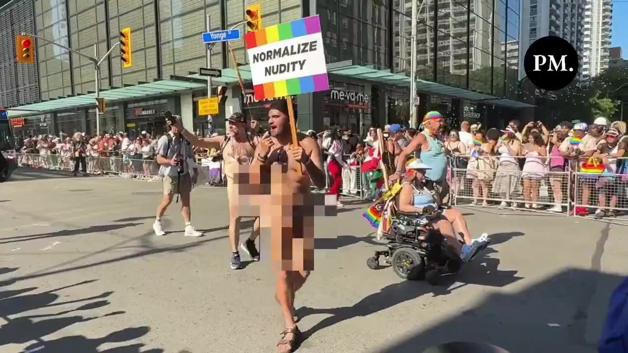 “Degenerates walking around completely nude at a degenerate parade in Toronto. “