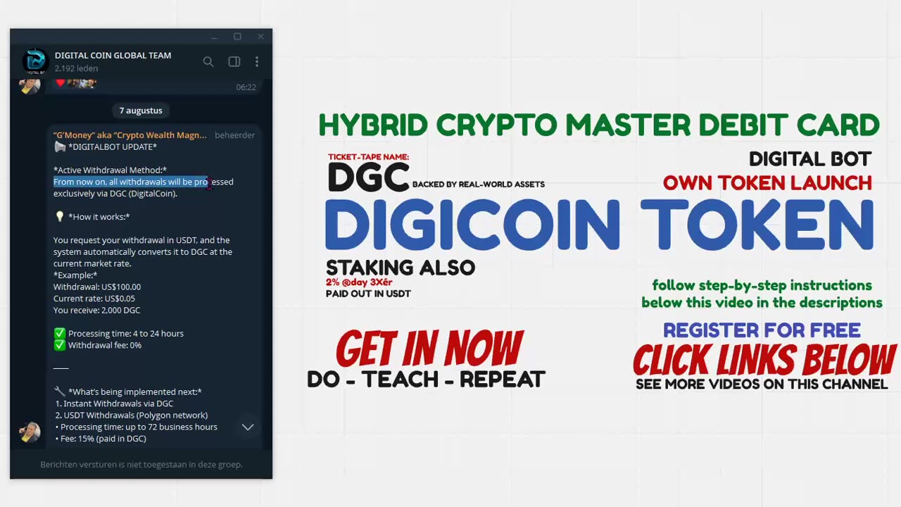 DIGITAL BOT DIGICOIN TOKEN WITHDRAWAL IMPROVEMENTS UPDATES (AI CRYPTO INCOME) TOP TEAM ROB BUSER