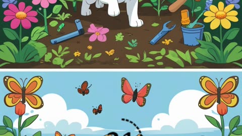 Find the Difference: Adorable Dog Surrounded by Flowers! 🌷👀