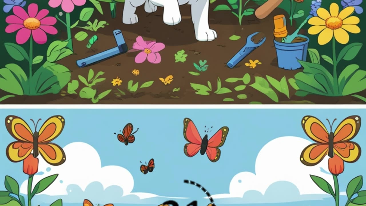 Find the Difference: Adorable Dog Surrounded by Flowers! 🌷👀