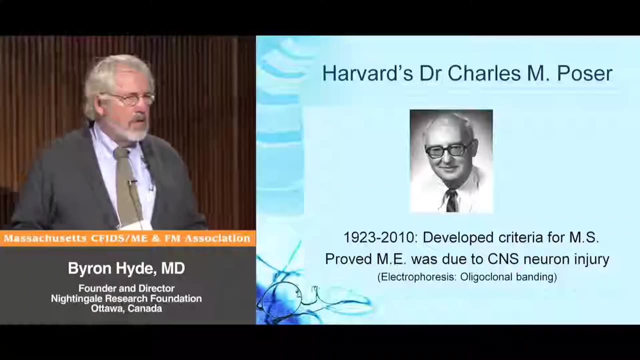 "Myalgic Encephalomyelitis" (aka Enteroviral Encephalomyelitis) patients being confused with Multiple Sclerosis (MS) patients. Being sent to M.S. Expert Dr. Charles Poser. "Positive" Oligoclonal banding being seen in Viral Encephalitis