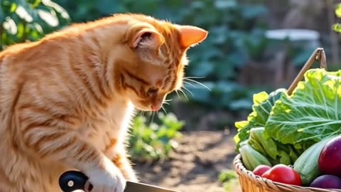 Master Cat is making lotus root meatball soup today.#cat #animals #funnycats