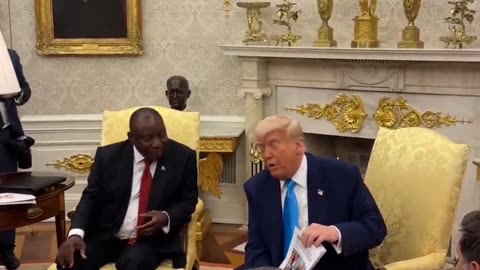 An unusual scene in President Trump's Oval Office today with the South African President
