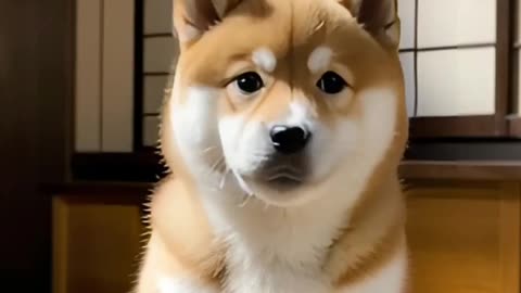 A baby dog fiull enjoying to sing a song
