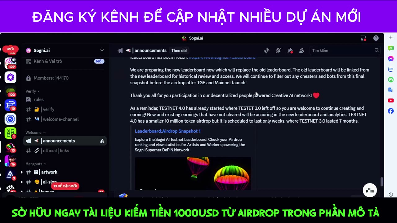 Sogni Cập Nhật Airdrop Và List Sàn: Thưởng 10.000.000 $SOGNI Cho Mini Airdrop #sogni #paws #blum