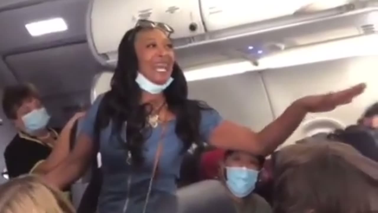 Low-IQ diverse female goes on bizarre AntiWhite rant in airplane