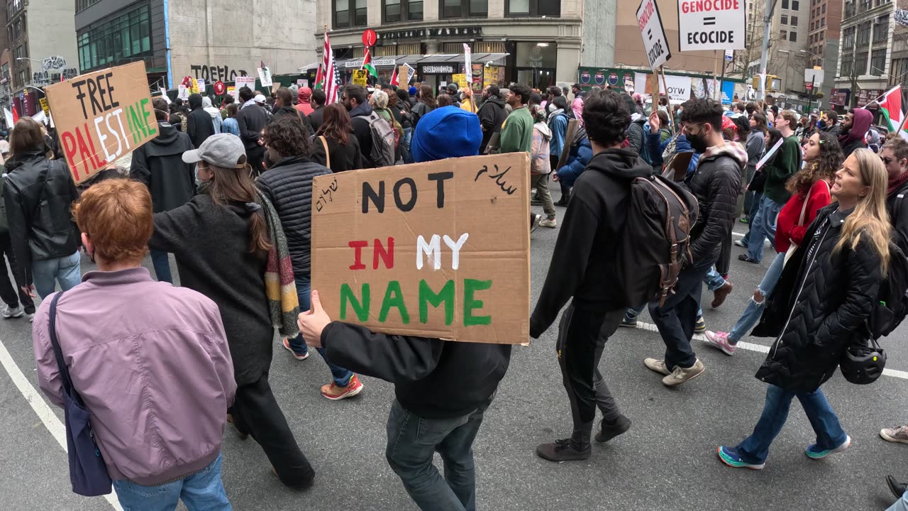 Rabbi Dovid Feldman at the "PALESTINE LAND DAY" in New York City.