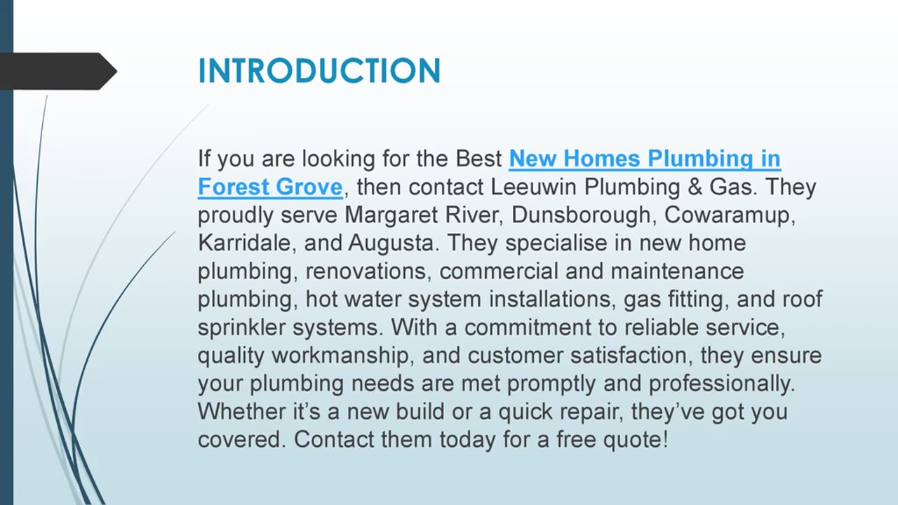 Best New Homes Plumbing in Forest Grove