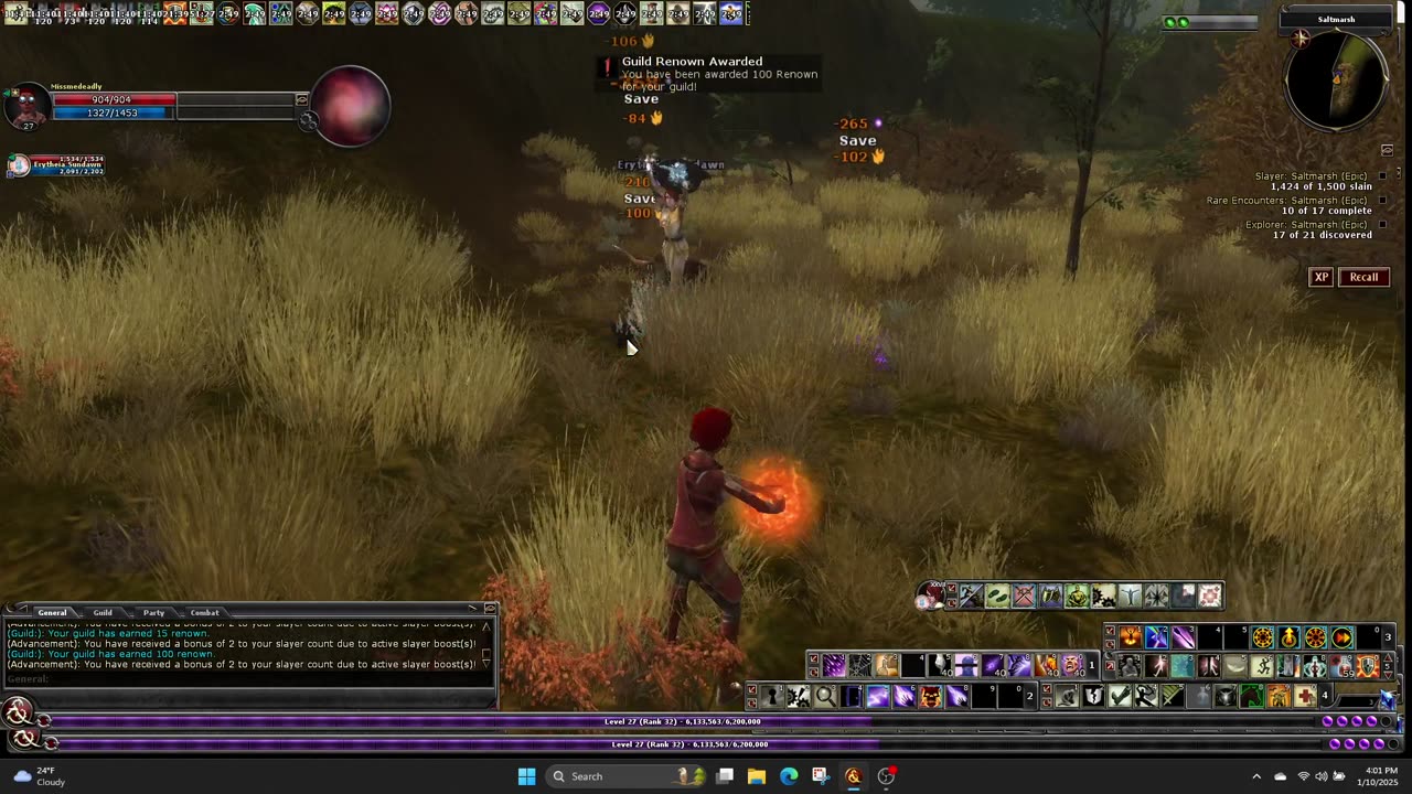 Saltmarsh Beating things to Level Up