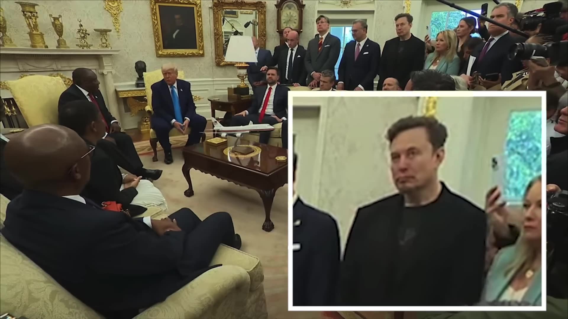 Watch Elon Musk’s reaction during Trump’s heated South Africa meeting in Oval Office