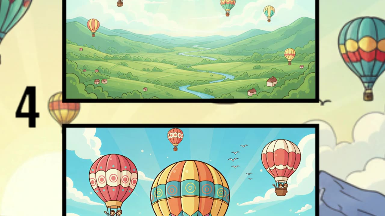 Colorful Hot Air Balloon Adventure 🌈🎈 | Spot the Differences Challenge 👀🔥