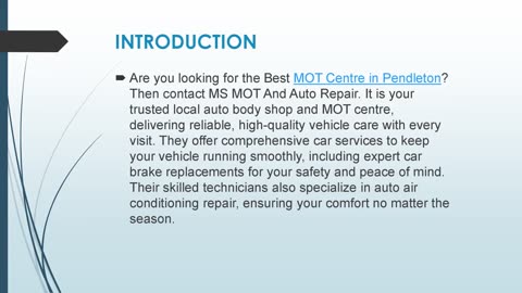 Best MOT Centre in Pendleton