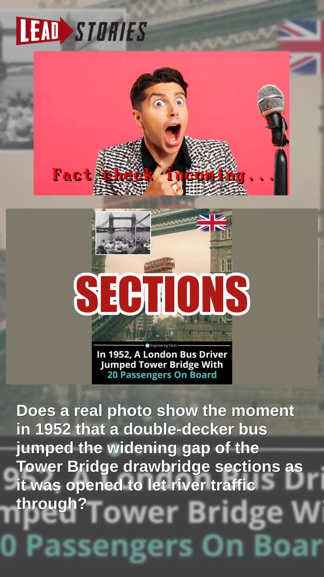 Fact Check: FAKE Photo Does NOT Show Moment London Bus Jumped Gap As Tower Bridge Drawbridge Opened