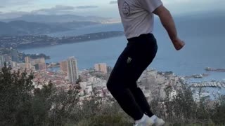 Merab Dvalishvili Almost Falls Off a Hill while Dancing in Monaco