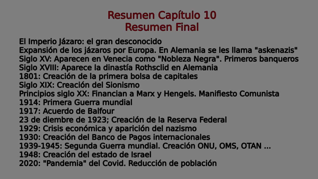 10.- Los Judios Jázaros y la élite Financiera - Resumen Final