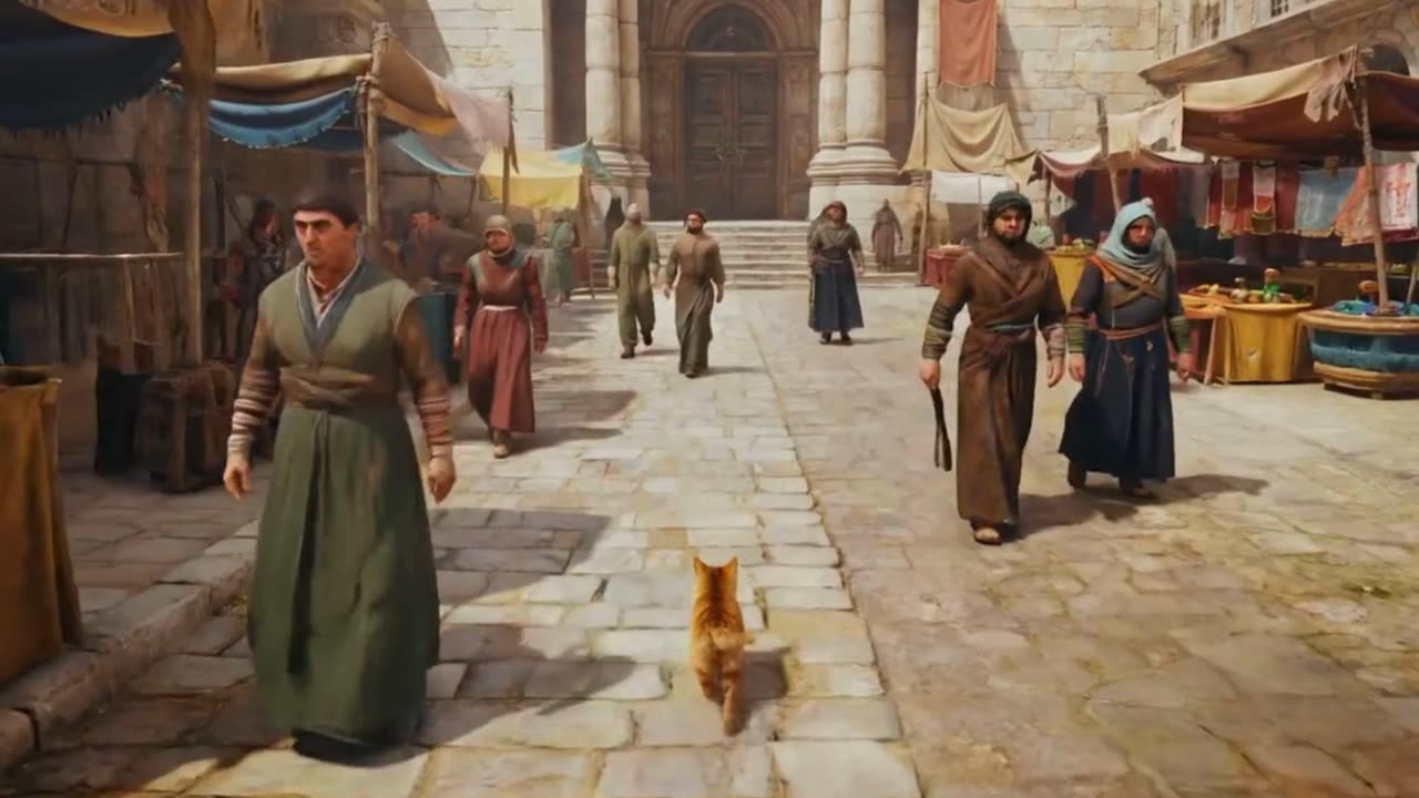 "Temple Chase: A Cat's Quest to DeeVid | Medieval Marketplace Adventure"