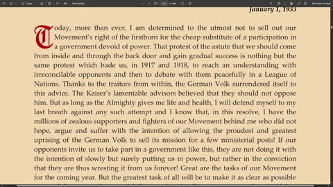 Adolf Hitler Speech 1/1/1933 | New Years Proclamation 1 of 2 ENG