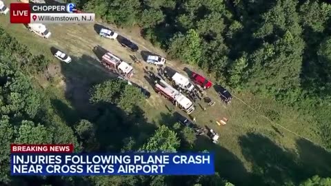 Plane carrying 13 people crashed into the woods near Cross Keys Airport in Williamstown, NJ
