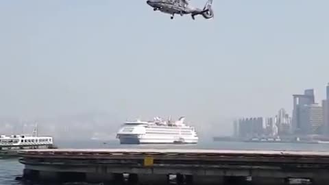 When a helicopter's propeller is perfectly synced with the camera frame rate