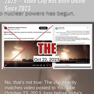 Fact Check: Video Does NOT Show India Striking Pakistan In May Of 2025 -- Video Clip From 2023