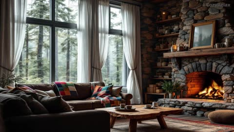 Relax and unwind with the cozy sound of the fireplace