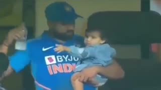 Rohit Sharma With Baby Daughter