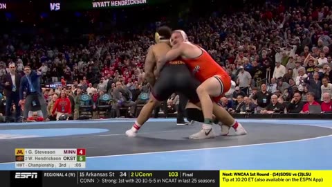 #HEAVYWEIGHT 285 #NCAA #Final 🏆： #Wyatt #Hendrickson (#OSU) VS #Olympic #Champion #GableStevenson