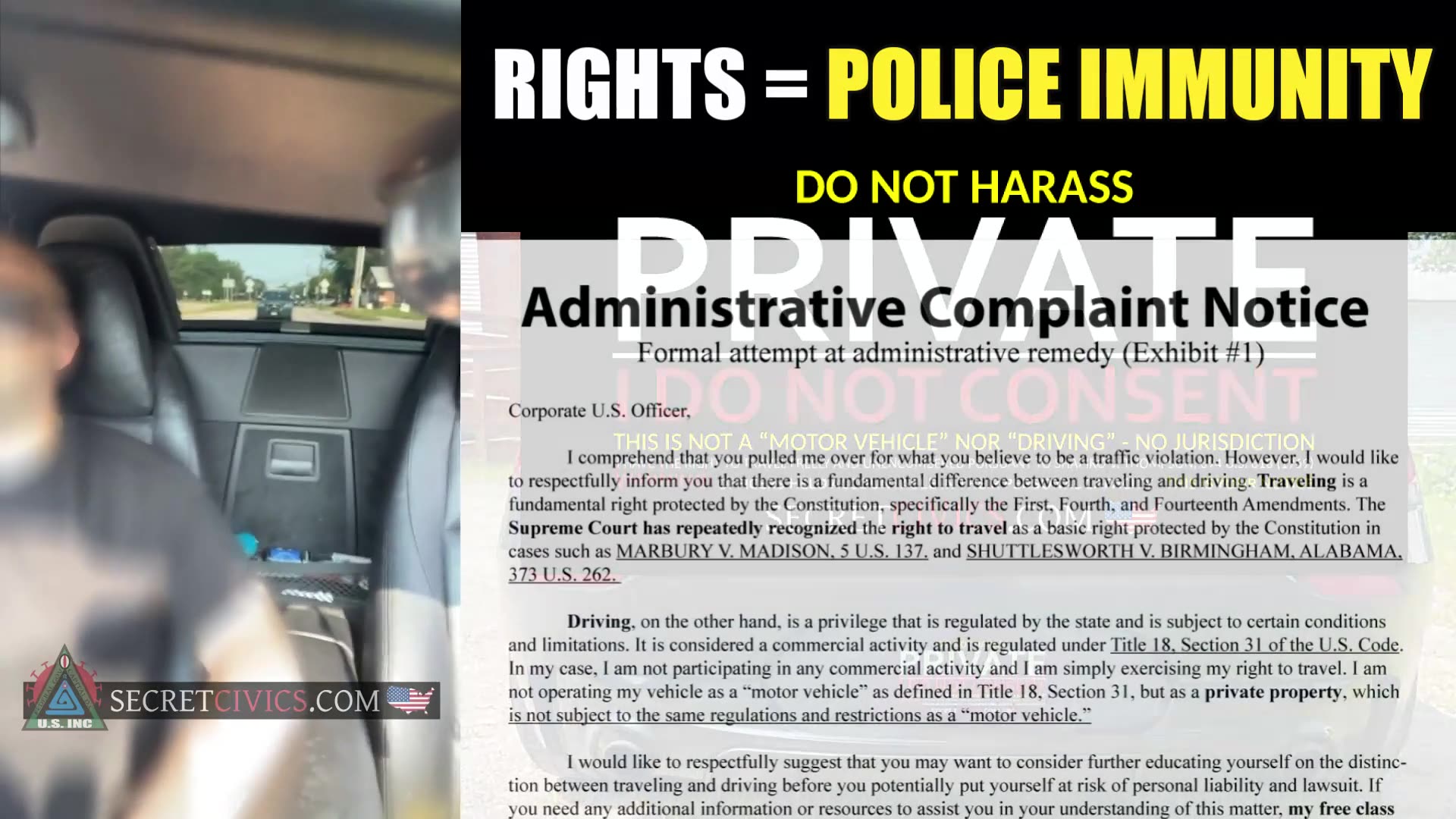 RIGHTS = POLICE IMMUNITY-KNOW YOUR RIGHTS PREPARE FOR FIGHTS