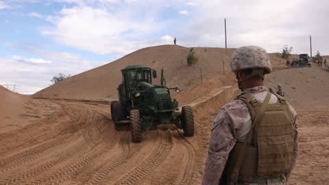 Joint Task Force-Southern Border Marines conduct roadway improvement operations (B-Roll)