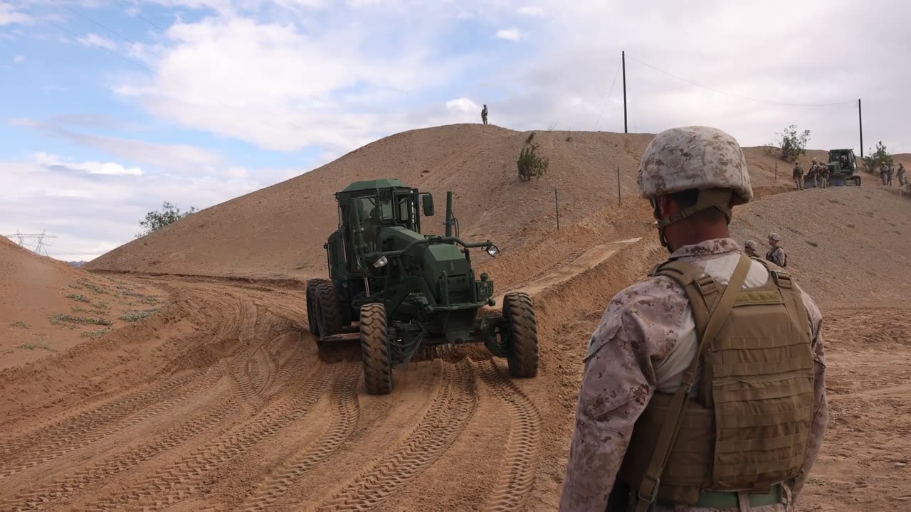 Joint Task Force-Southern Border Marines conduct roadway improvement operations (B-Roll)