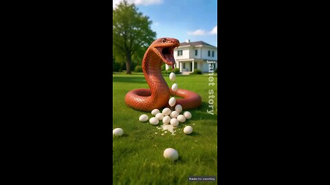 The snake lays a lot of eggs and the dog eats them